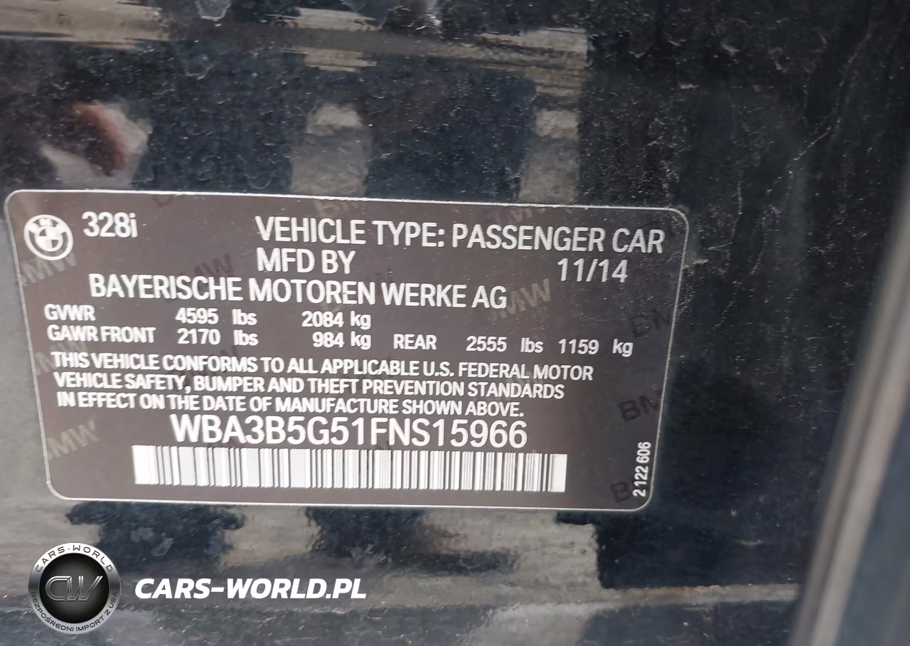 2015 BMW 328I xDrive VIN:WBA3B5G51FNS15966 - 9