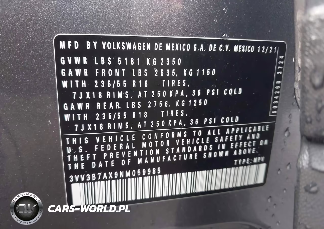 2022 Volkswagen Tiguan 2.0T Se VIN:3VV3B7AX9NM059985 - 9