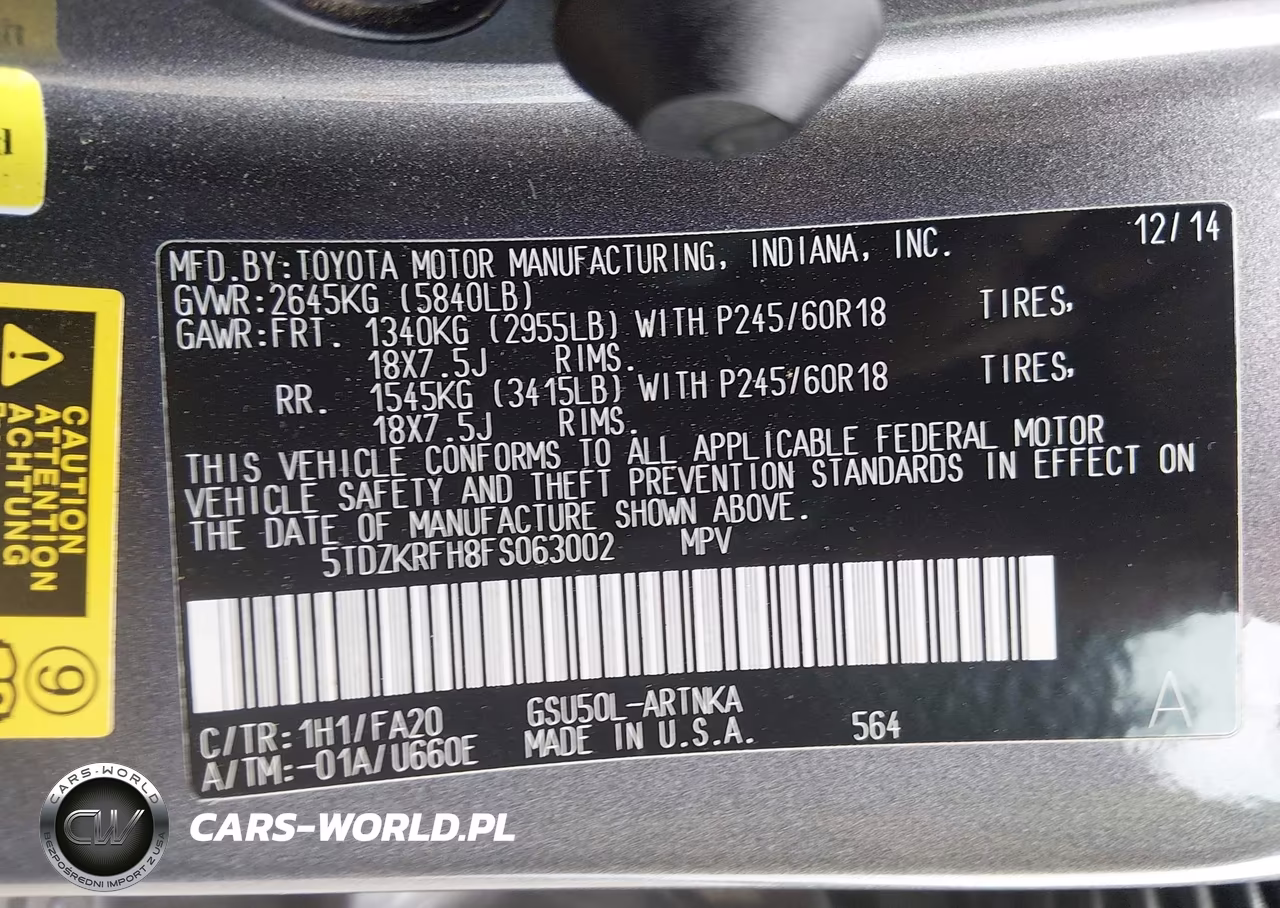 2015 Toyota Highlander Le Plus V6 VIN:5TDZKRFH8FS063002 - 9