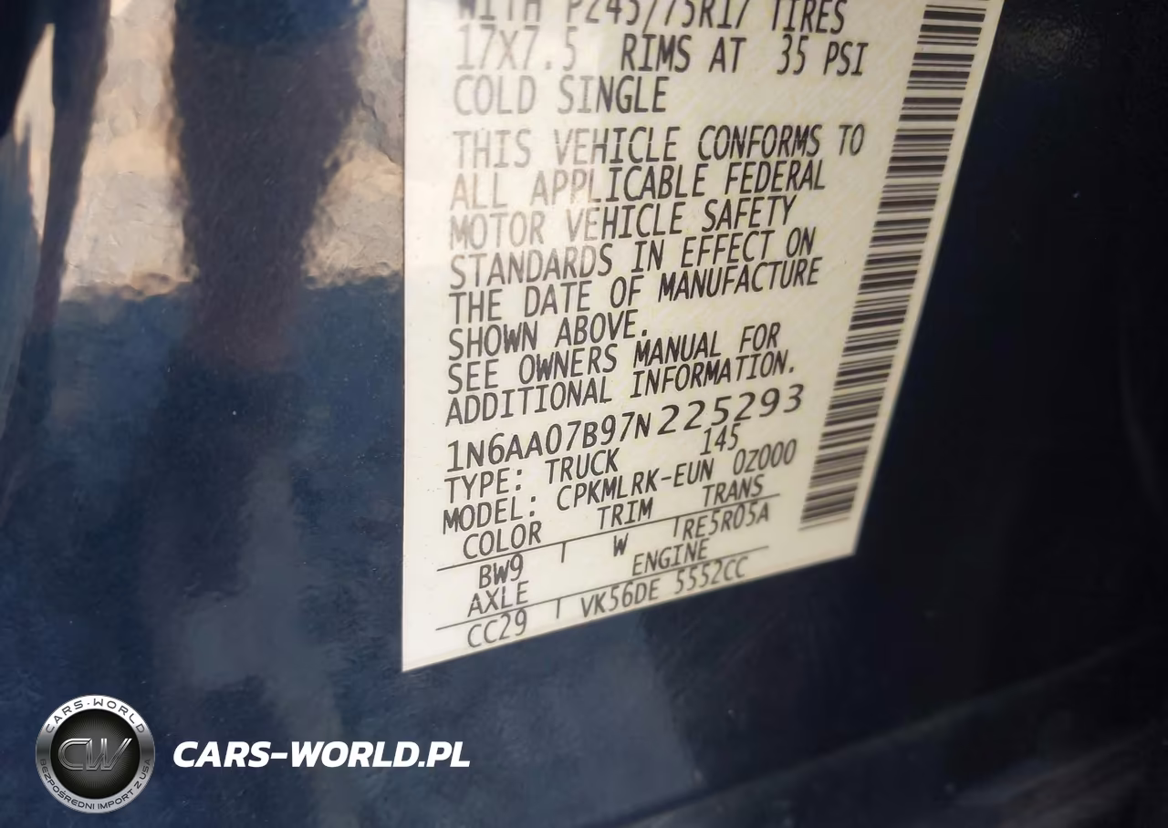 2007 Nissan Titan Xe VIN:1N6AA07B97N225293 - 9