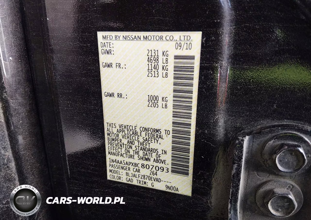 2011 Nissan Maxima 3.5 Sv VIN:1N4AA5APXBC807093 - 9