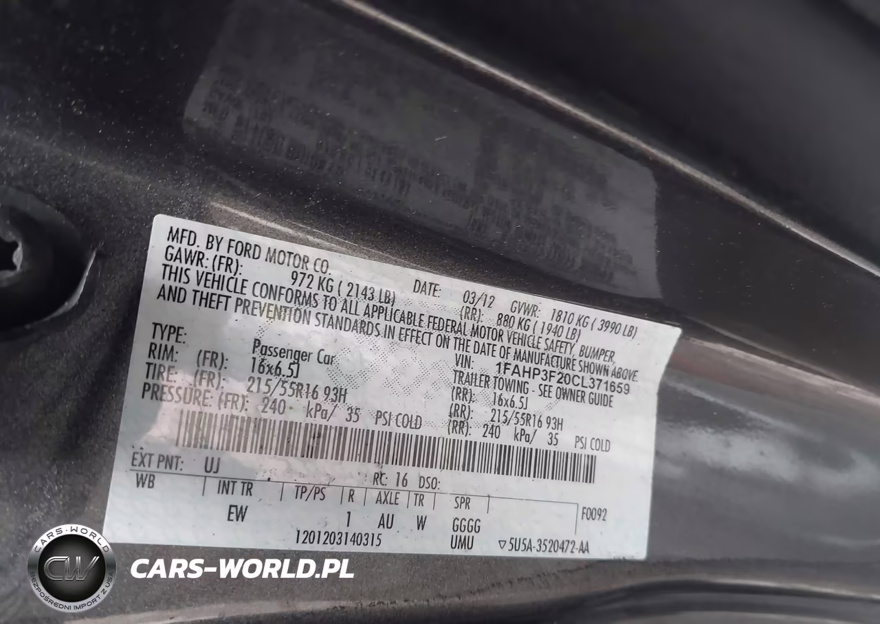 2012 Ford Focus Se VIN:1FAHP3F20CL371659 - 9