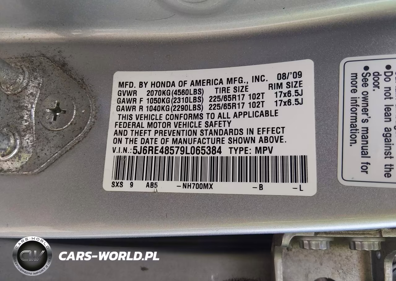 2009 Honda Cr-V Ex VIN:5J6RE48579L065384 - 9