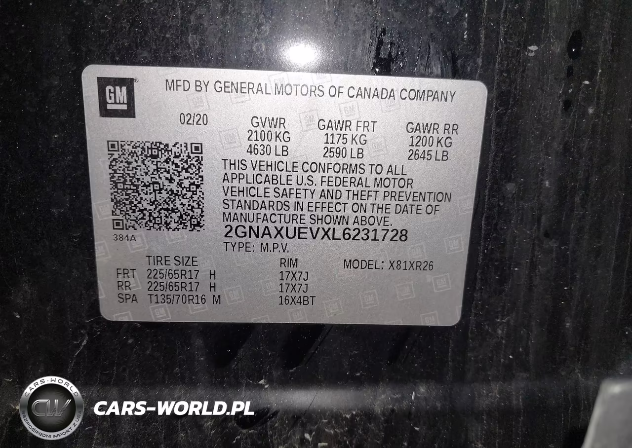 2020 Chevrolet Equinox Awd Lt 1.5L Turbo VIN:2GNAXUEVXL6231728 - 9
