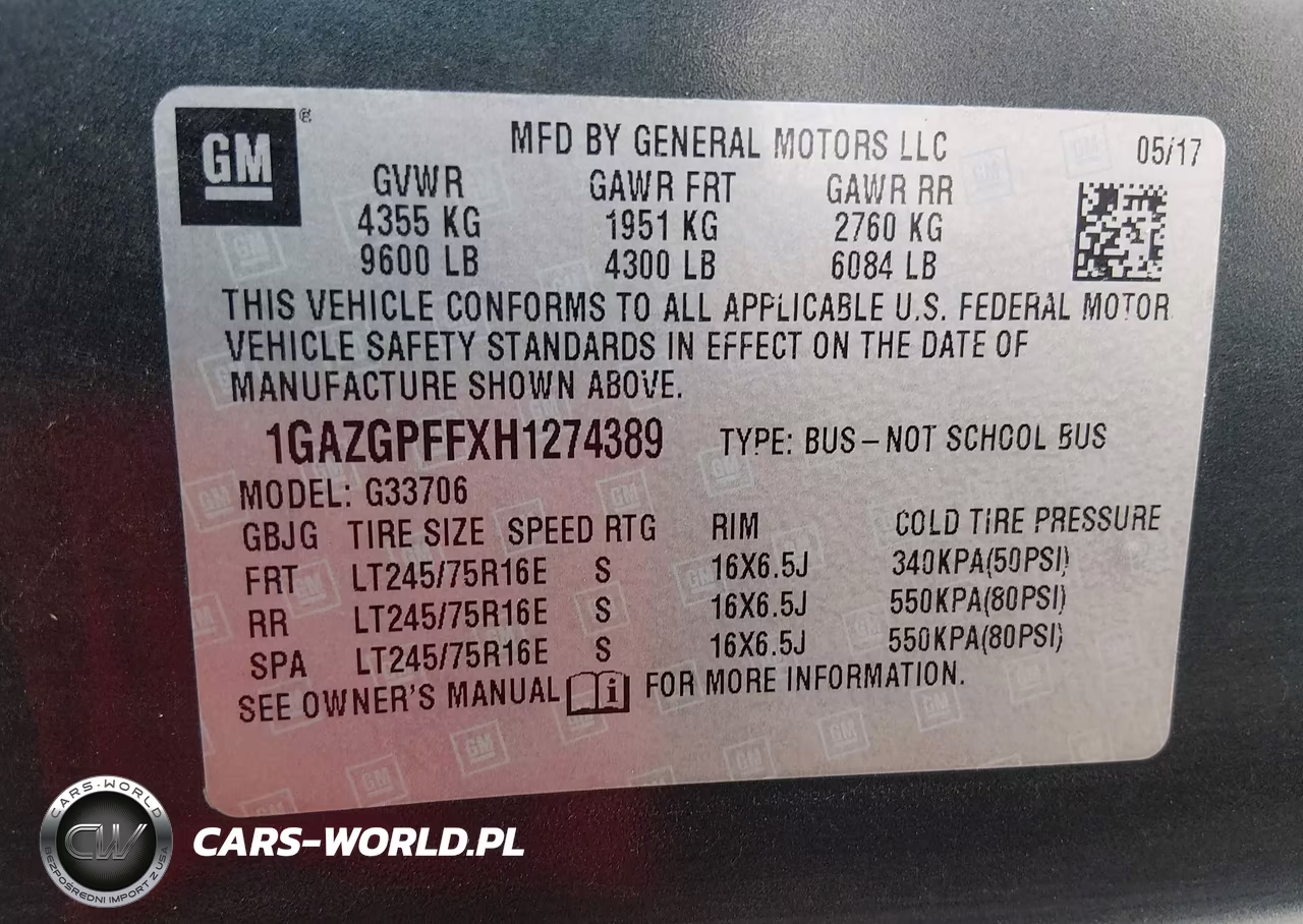 2017 Chevrolet Express 3500 Lt VIN:1GAZGPFFXH1274389 - 9