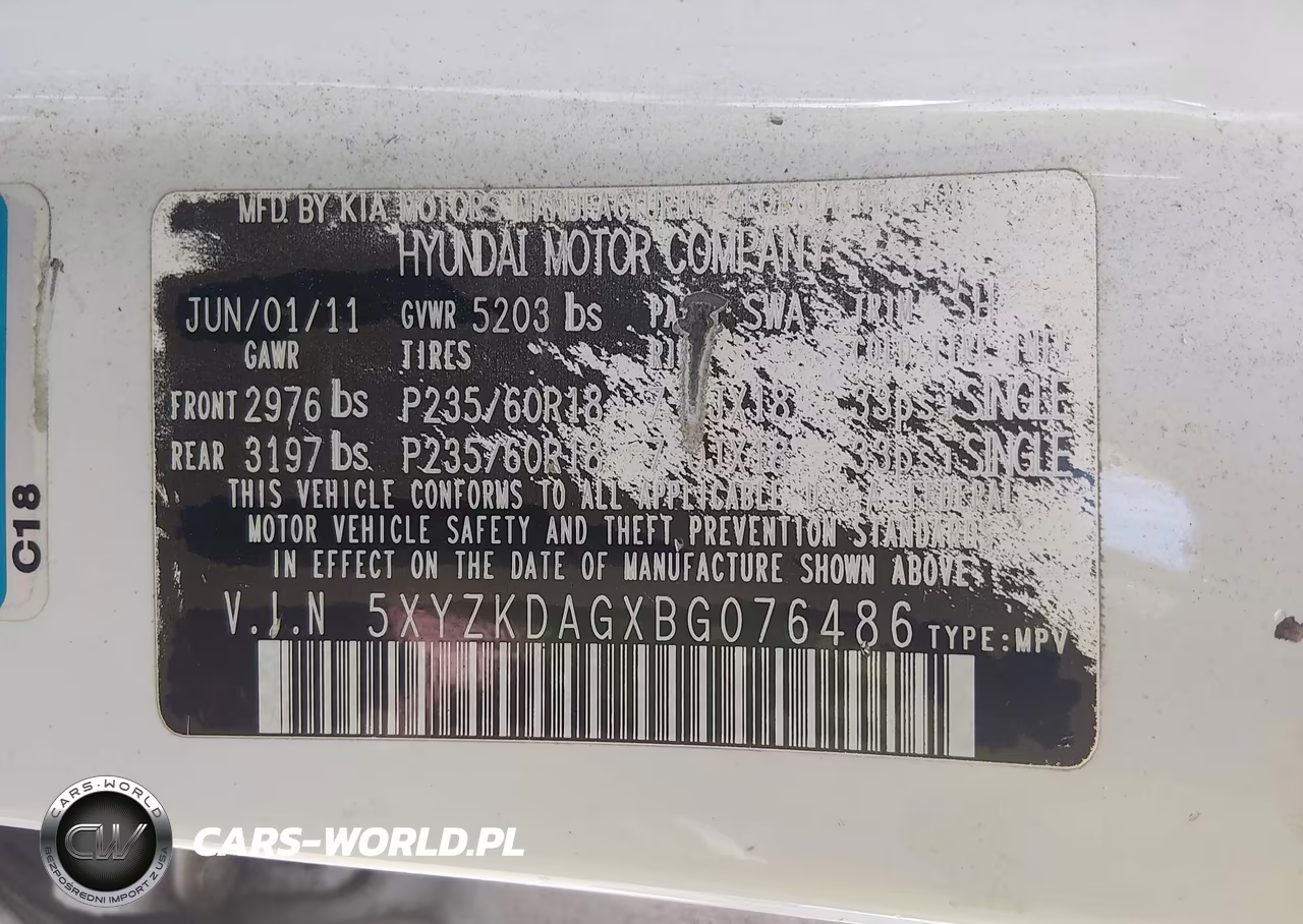 2011 Hyundai Santa Fe Limited V6 VIN:5XYZKDAGXBG076486 - 9