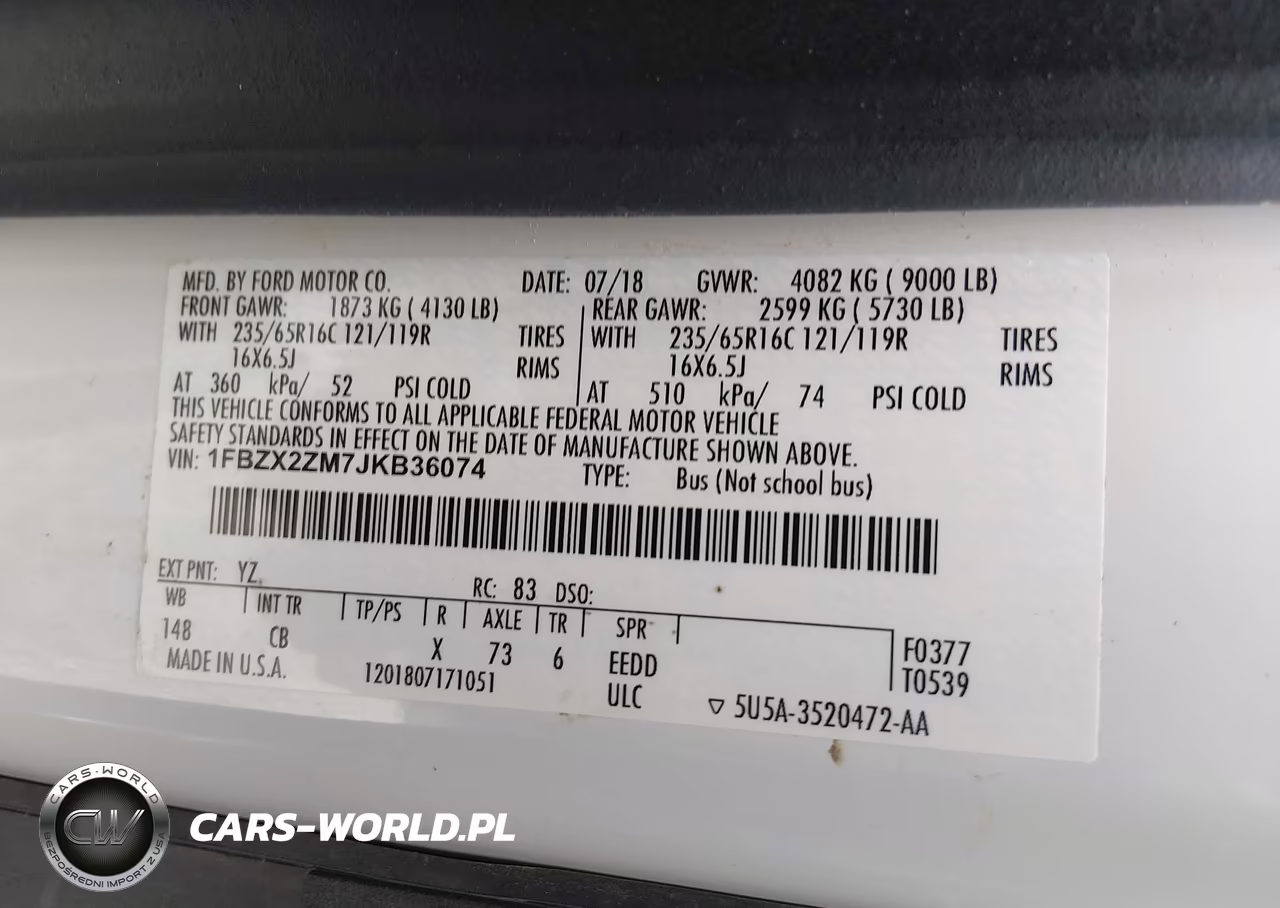 2018 Ford Transit-350 Xl VIN:1FBZX2ZM7JKB36074 - 9