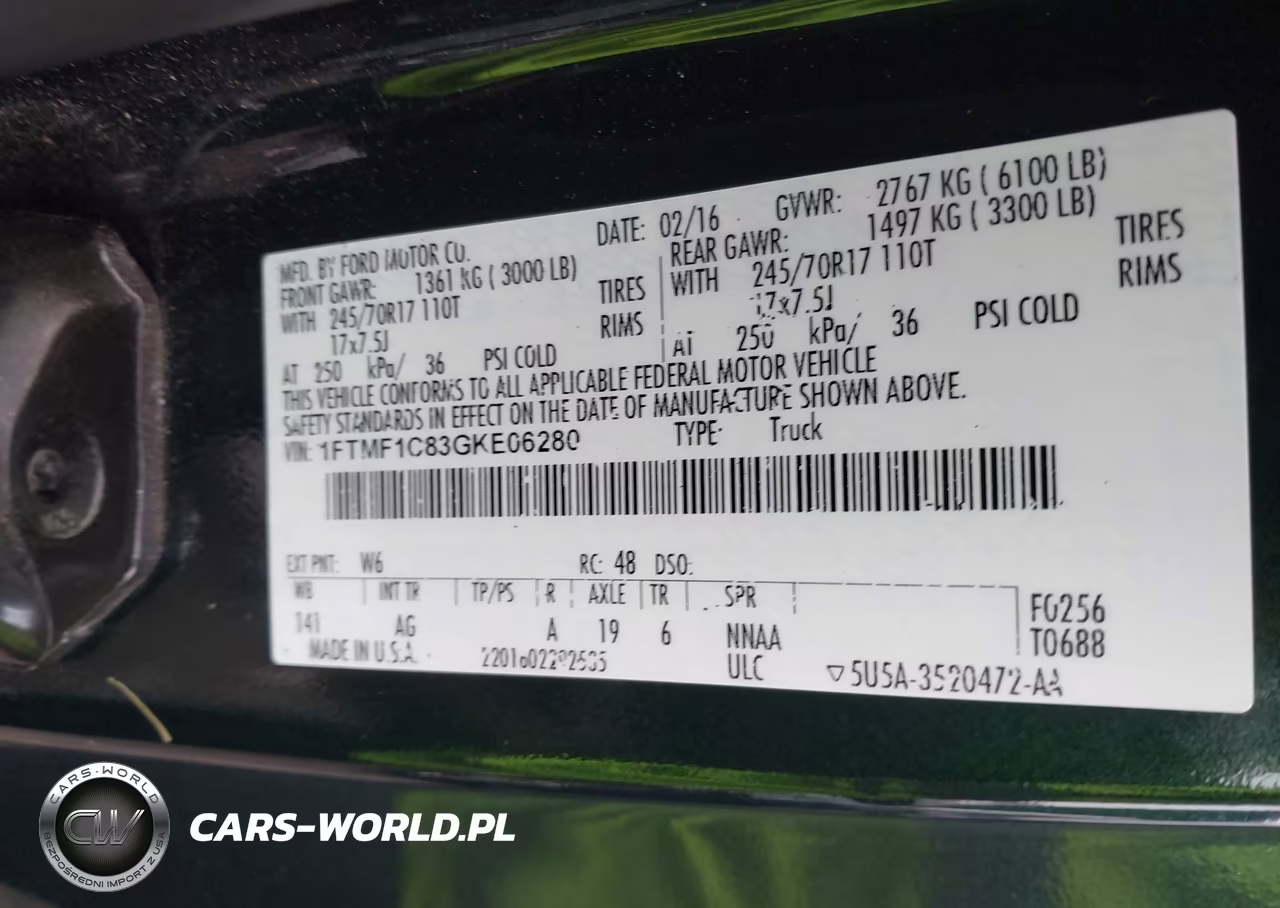 2016 Ford F-150 Xl VIN:1FTMF1C83GKE06280 - 9