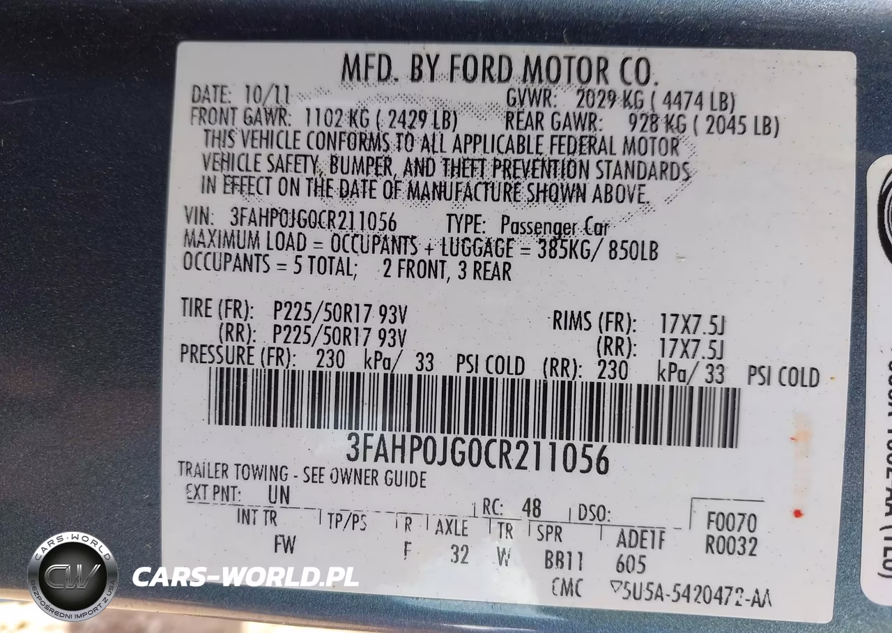 2012 Ford Fusion Sel VIN:3FAHP0JG0CR211056 - 9