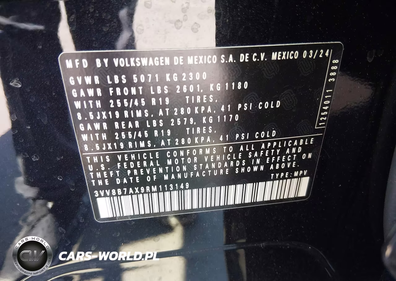2024 Volkswagen Tiguan 2.0T Se R-Line Black VIN:3VV8B7AX9RM113149 - 9