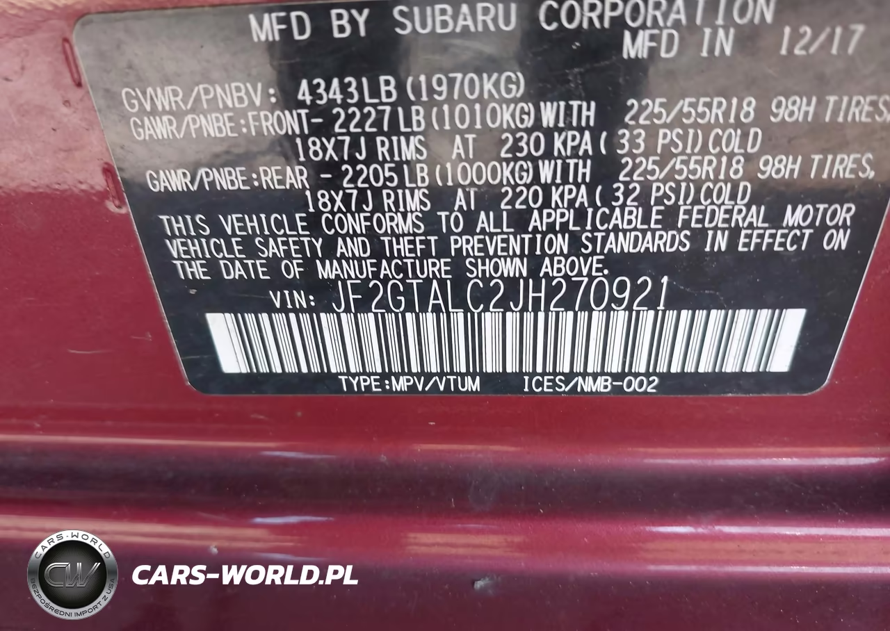 2018 Subaru Crosstrek 2.0I Limited VIN:JF2GTALC2JH270921 - 9