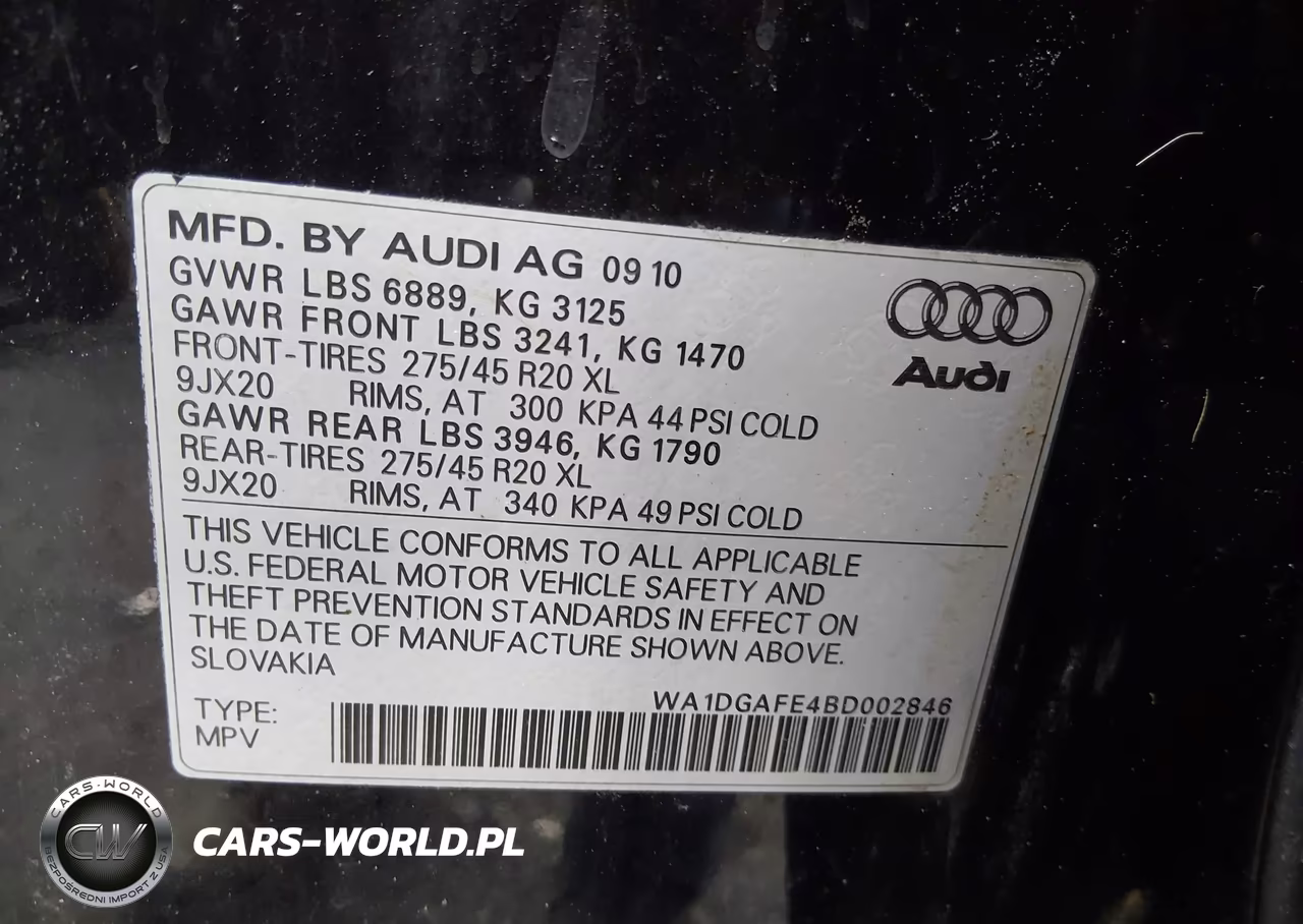 2011 Audi Q7 3.0T S Line Prestige VIN:WA1DGAFE4BD002846 - 9