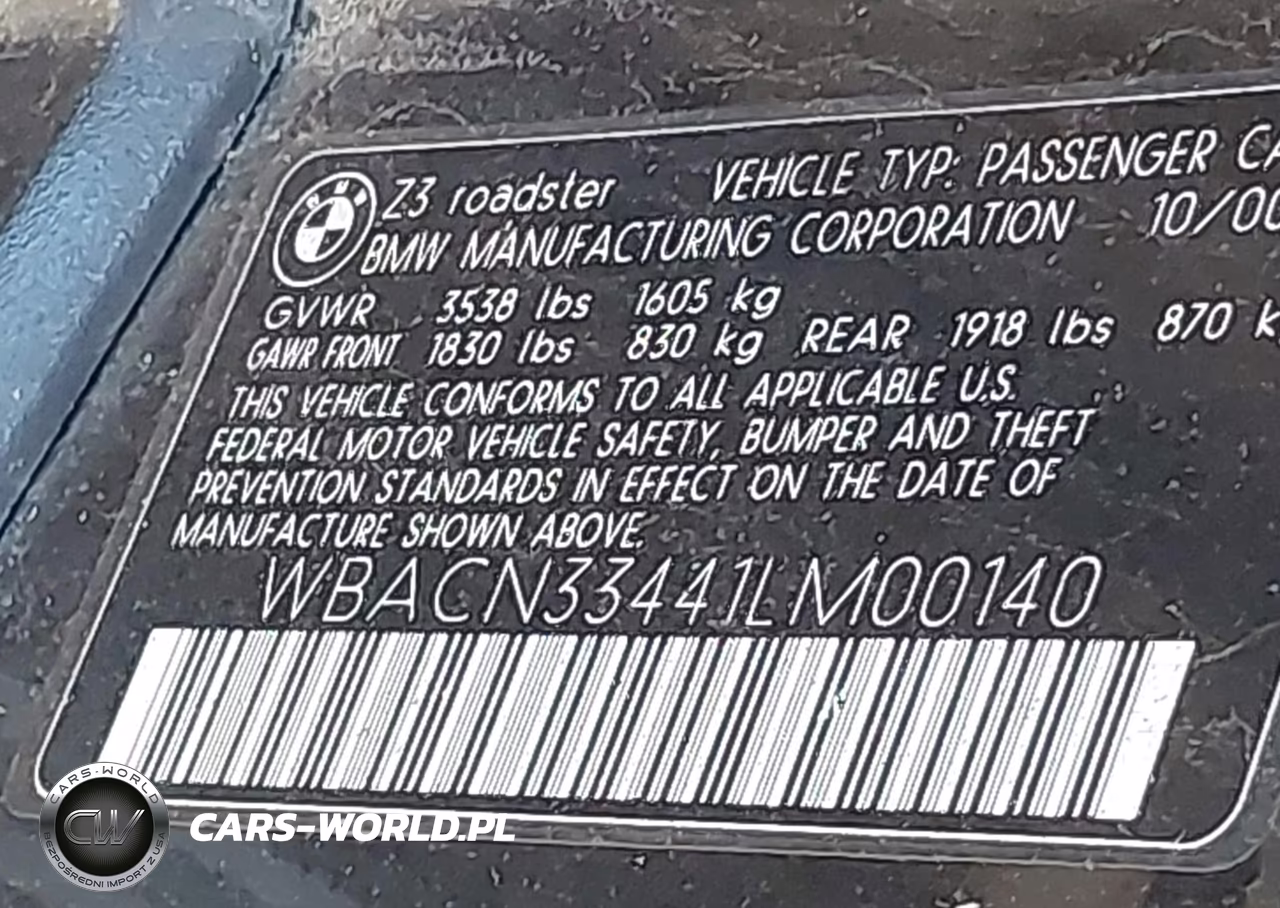 2001 BMW Z3 2.5I VIN:WBACN33441LM00140 - 9