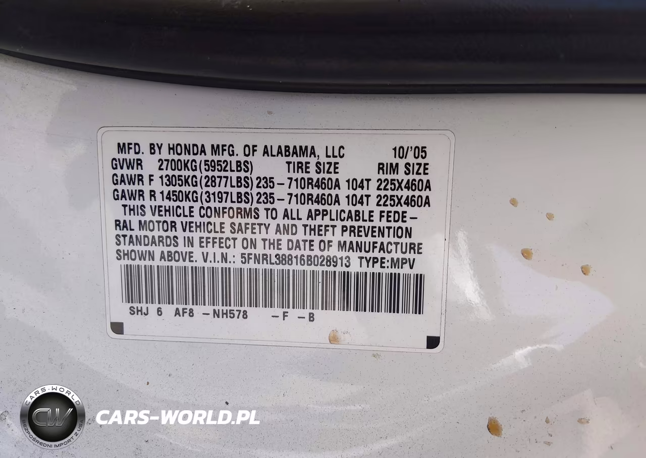 2006 Honda Odyssey Touring VIN:5FNRL38816B028913 - 9