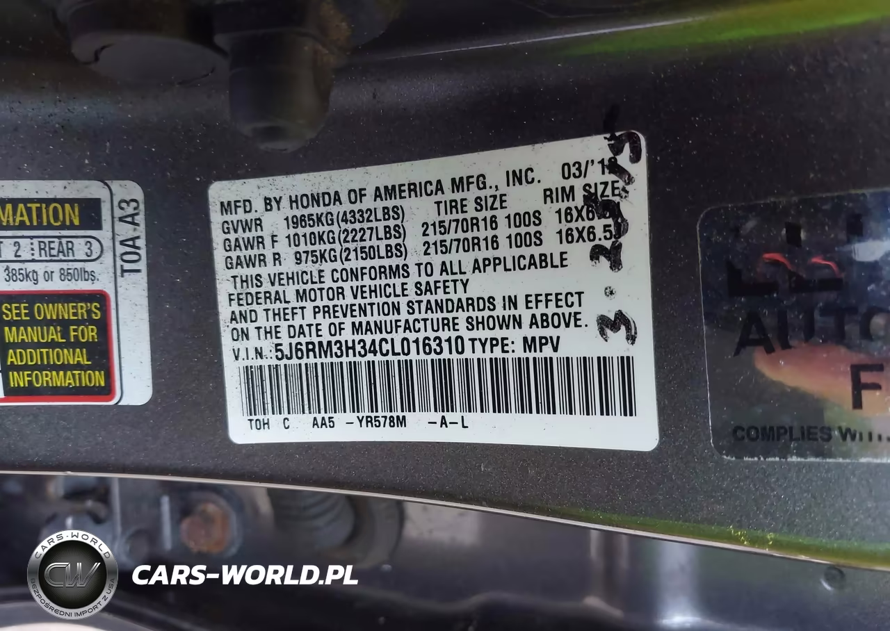 2012 Honda Cr-V Lx VIN:5J6RM3H34CL016310 - 9