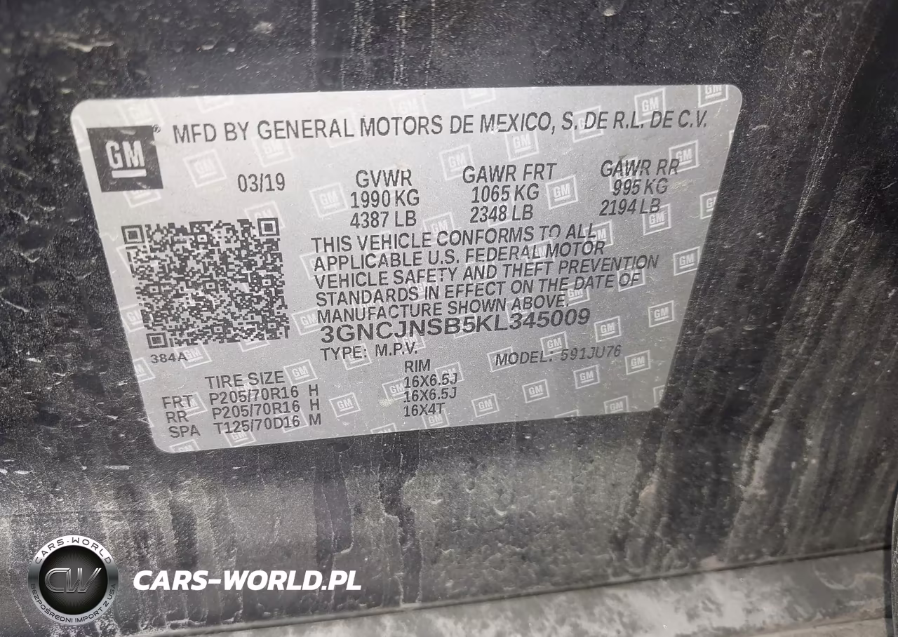 2019 Chevrolet Trax Ls VIN:3GNCJNSB5KL345009 - 9