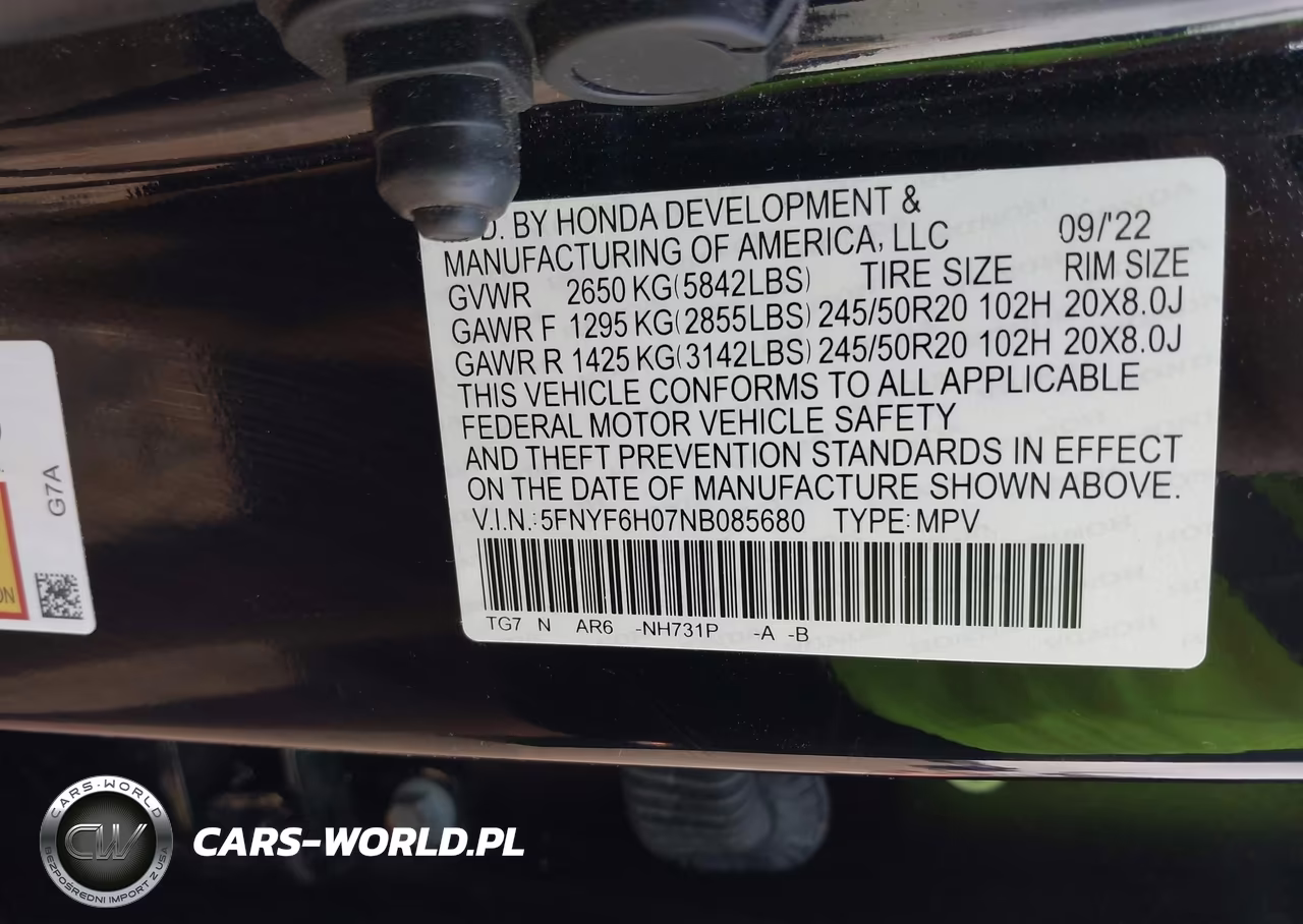 2022 Honda Pilot Awd Elite VIN:5FNYF6H07NB085680 - 9