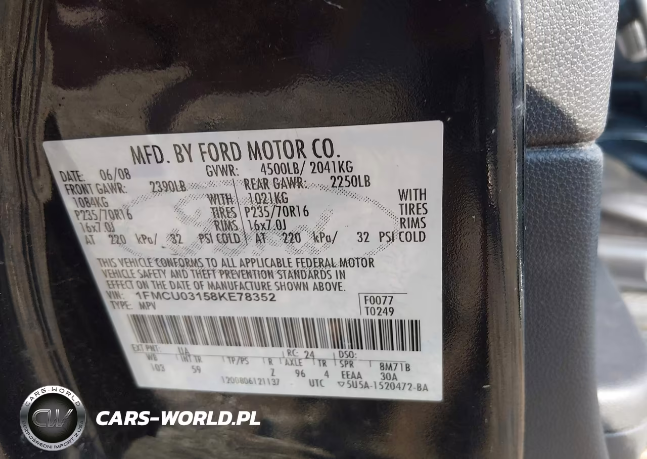 2008 Ford Escape Xlt VIN:1FMCU03158KE78352 - 9