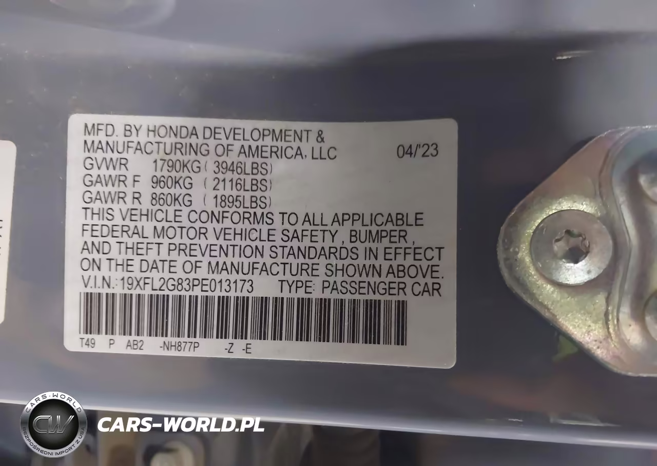 2023 Honda Civic Sport VIN:19XFL2G83PE013173 - 9