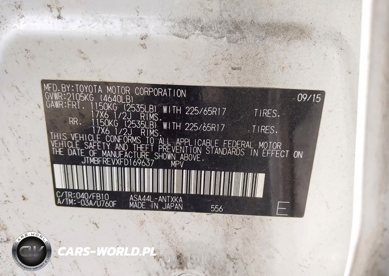 2015 Toyota Rav4 Le VIN:JTMBFREVXFD169637 - 9