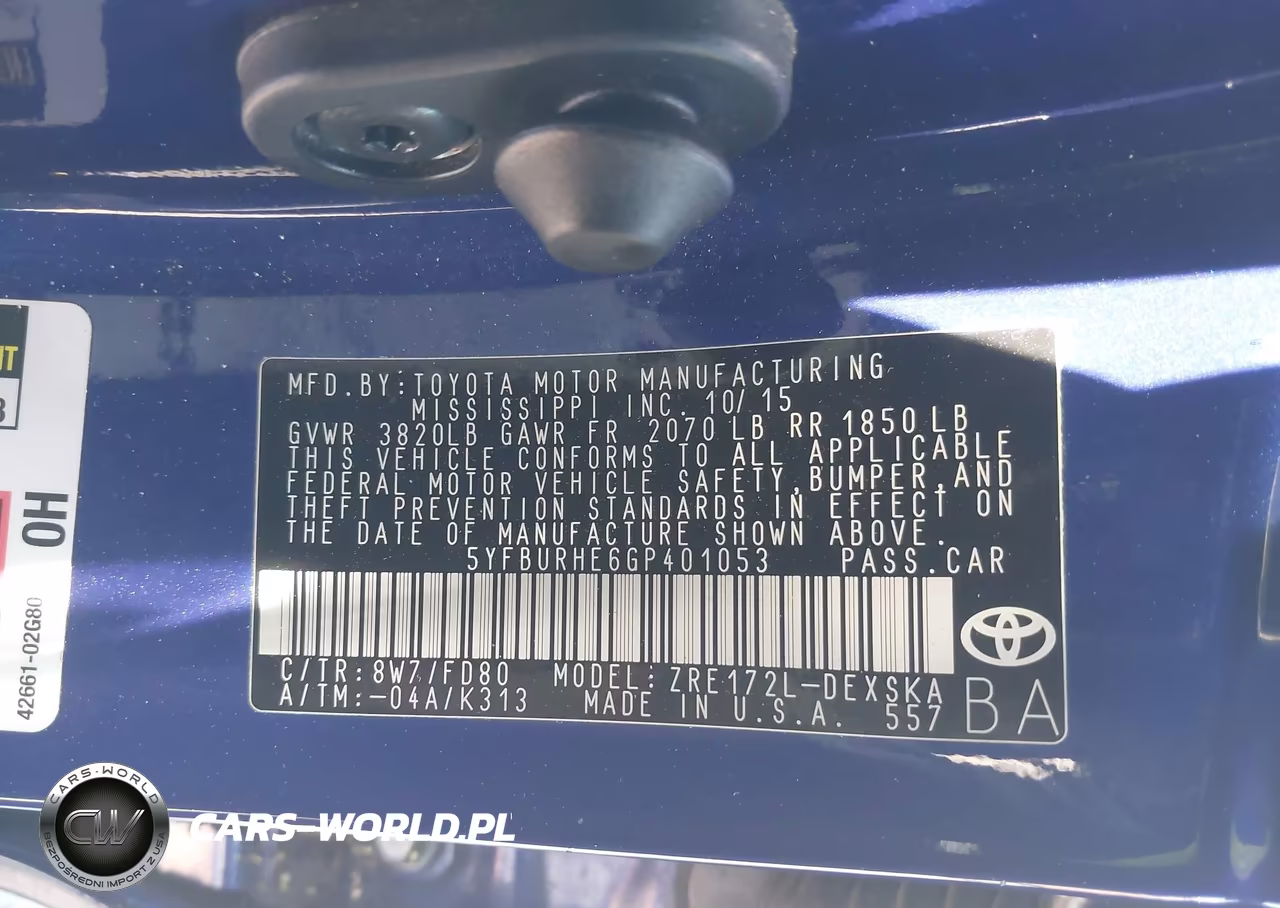 2016 Toyota Corolla S Plus VIN:5YFBURHE6GP401053 - 9