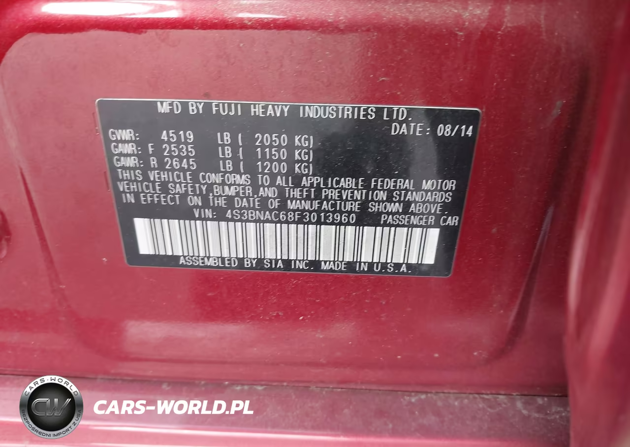 2015 Subaru Legacy 2.5I Premium VIN:4S3BNAC68F3013960 - 9