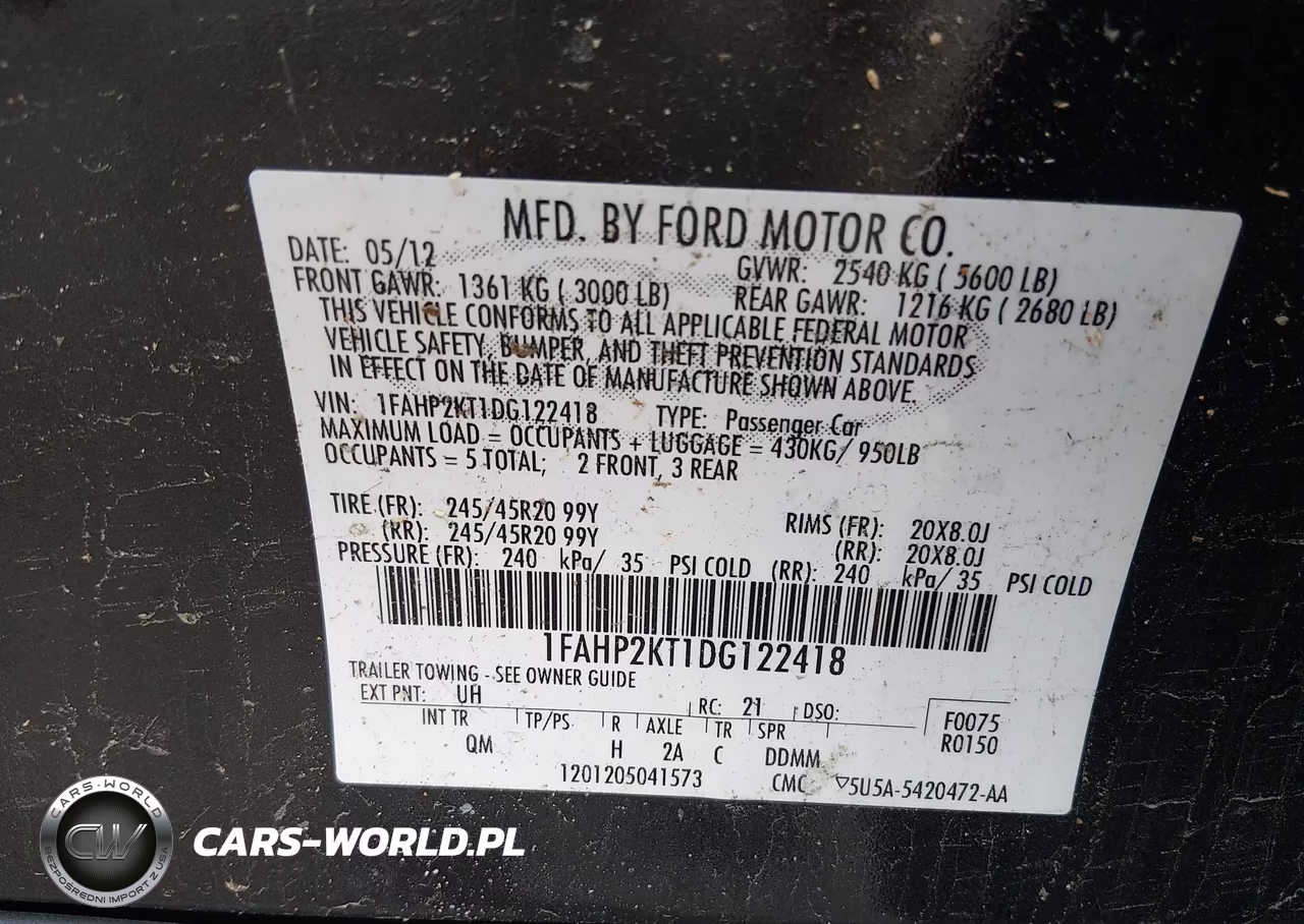 2013 Ford Taurus Sho VIN:1FAHP2KT1DG122418 - 9