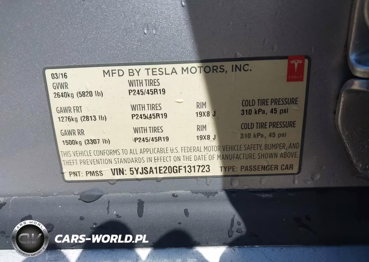 2016 Tesla Model S 60D-70D-75D-85D-90D VIN:5YJSA1E20GF131723 - 9