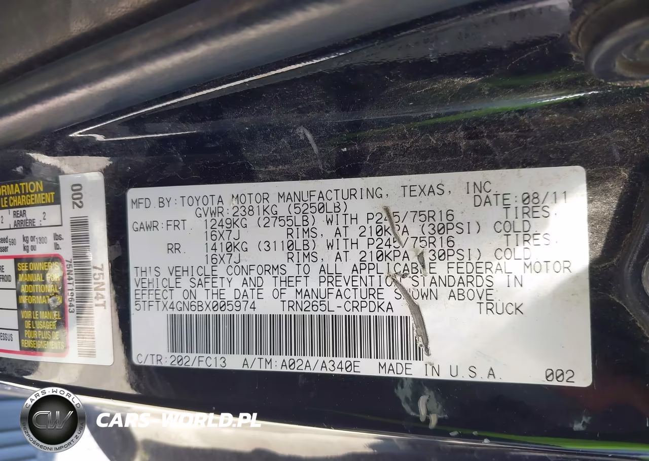 2011 Toyota Tacoma Prerunner VIN:5TFTX4GN6BX005974 - 9