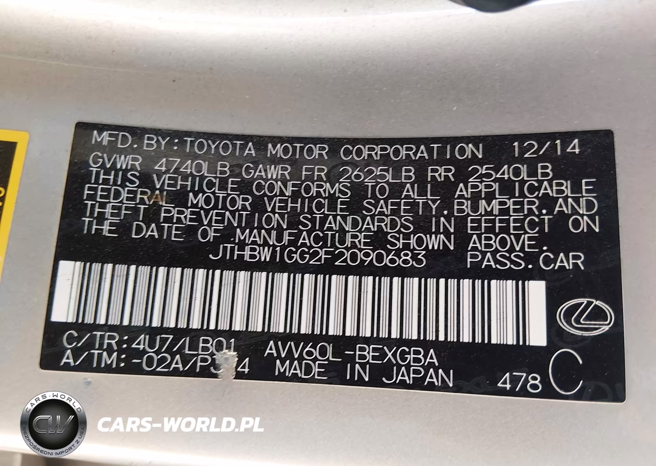 2015 Lexus Es 300H VIN:JTHBW1GG2F2090683 - 9