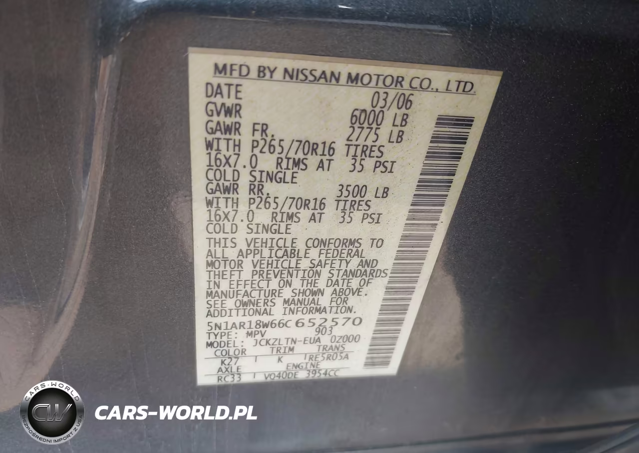 2006 Nissan Pathfinder Se VIN:5N1AR18W66C652570 - 9