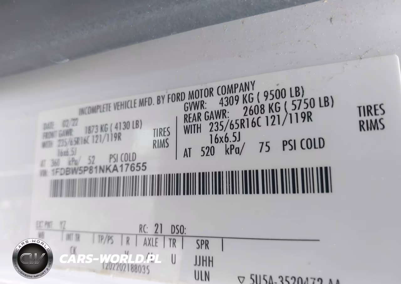 FORD TRANSIT T- VIN:1FDBW5P81NKA17655 - 8
