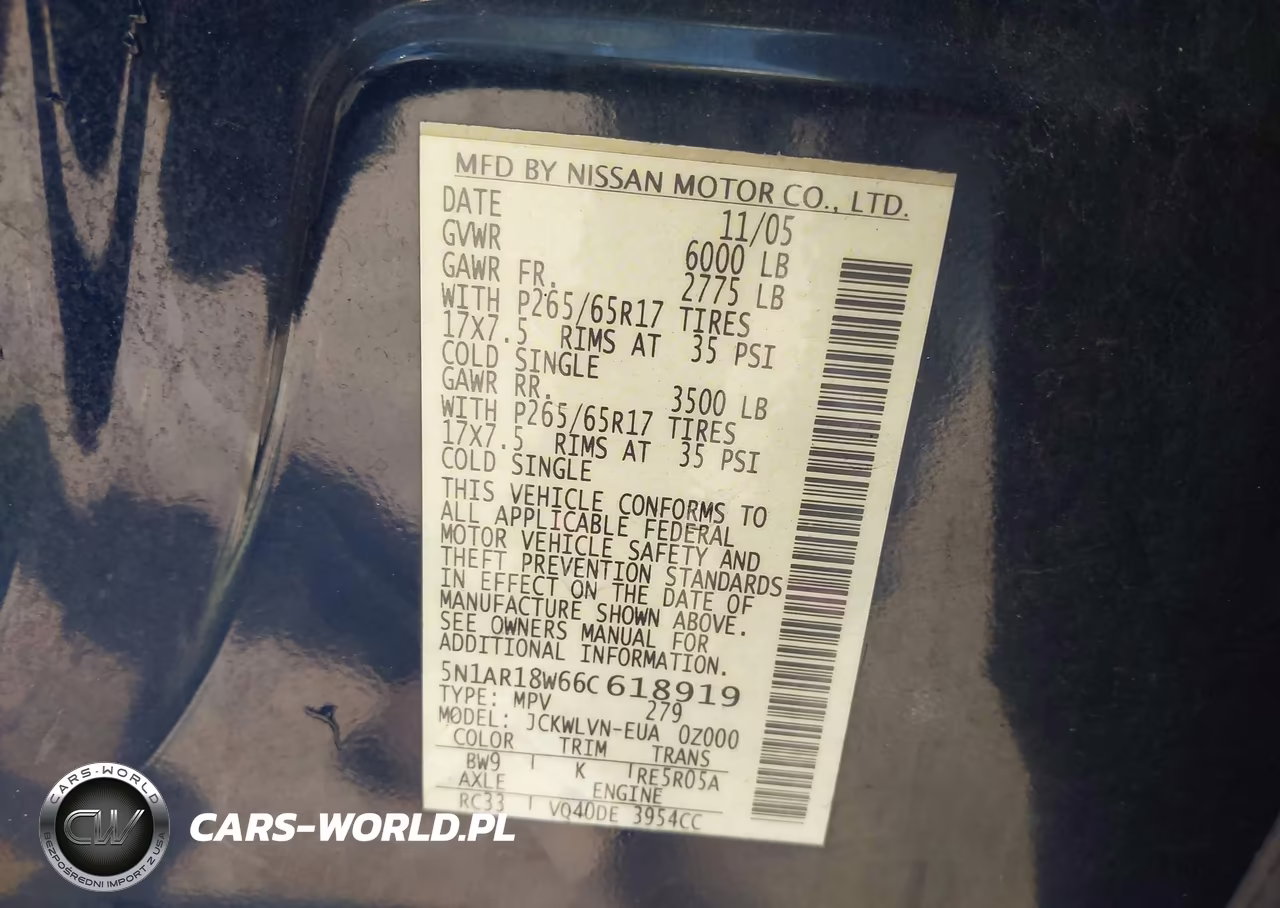 2006 Nissan Pathfinder Le VIN:5N1AR18W66C618919 - 9