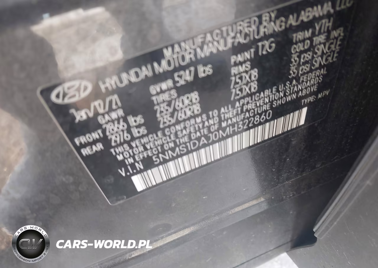 2021 Hyundai Santa Fe Se VIN:5NMS1DAJ0MH322860 - 9