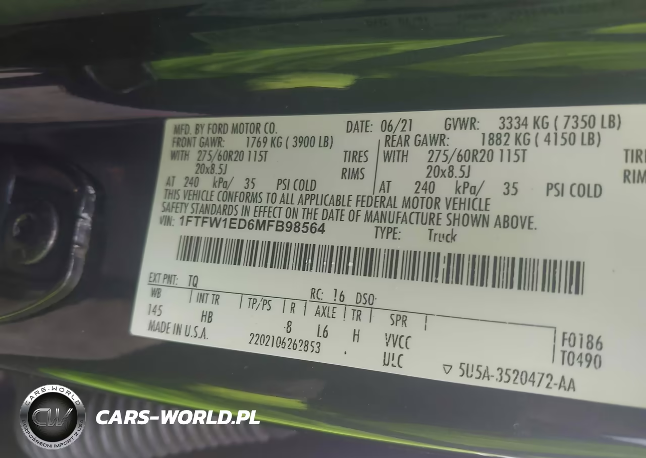 2021 Ford F-150 Lariat VIN:1FTFW1ED6MFB98564 - 9