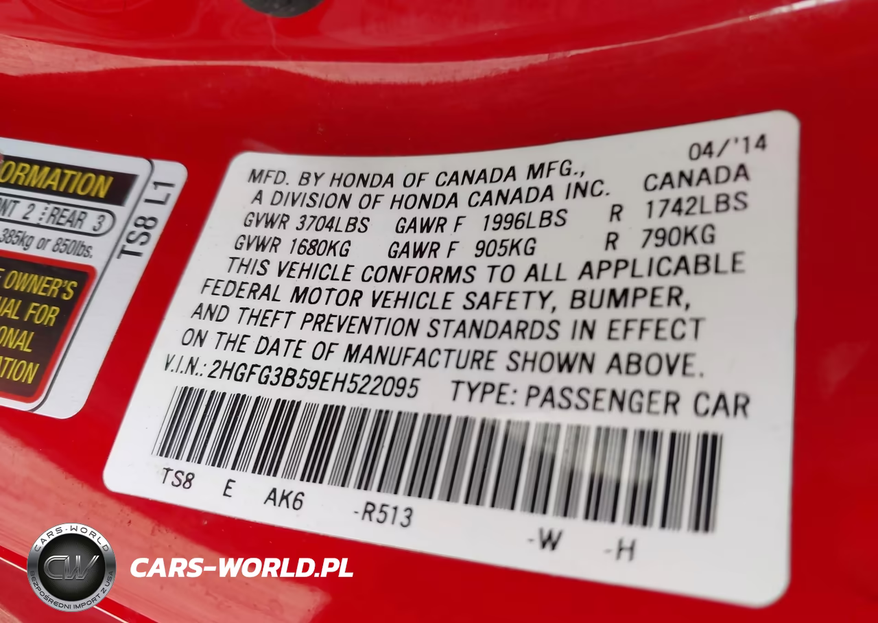 2014 Honda Civic Lx VIN:2HGFG3B59EH522095 - 9