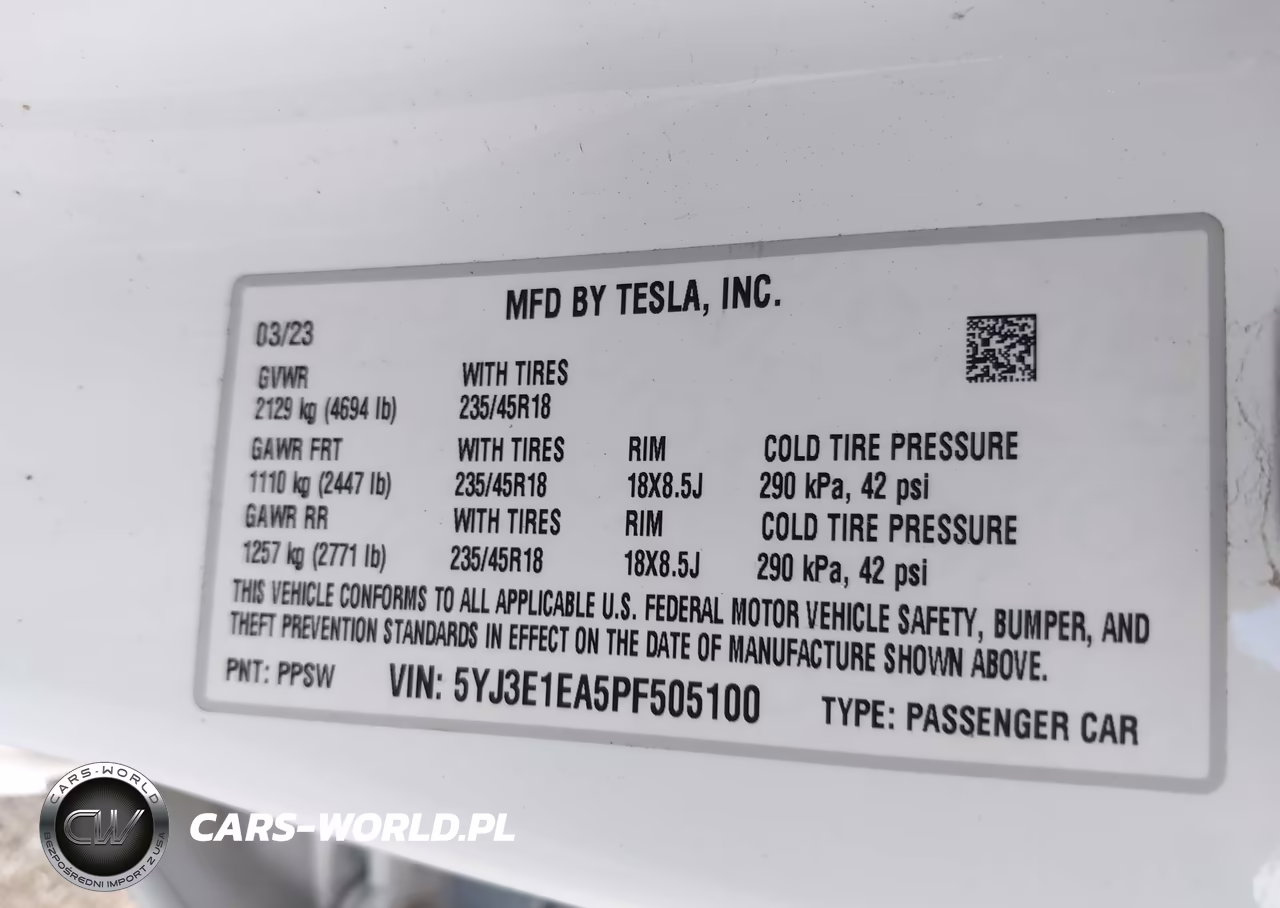 2023 Tesla Model 3 Rear-Wheel Drive VIN:5YJ3E1EA5PF505100 - 9