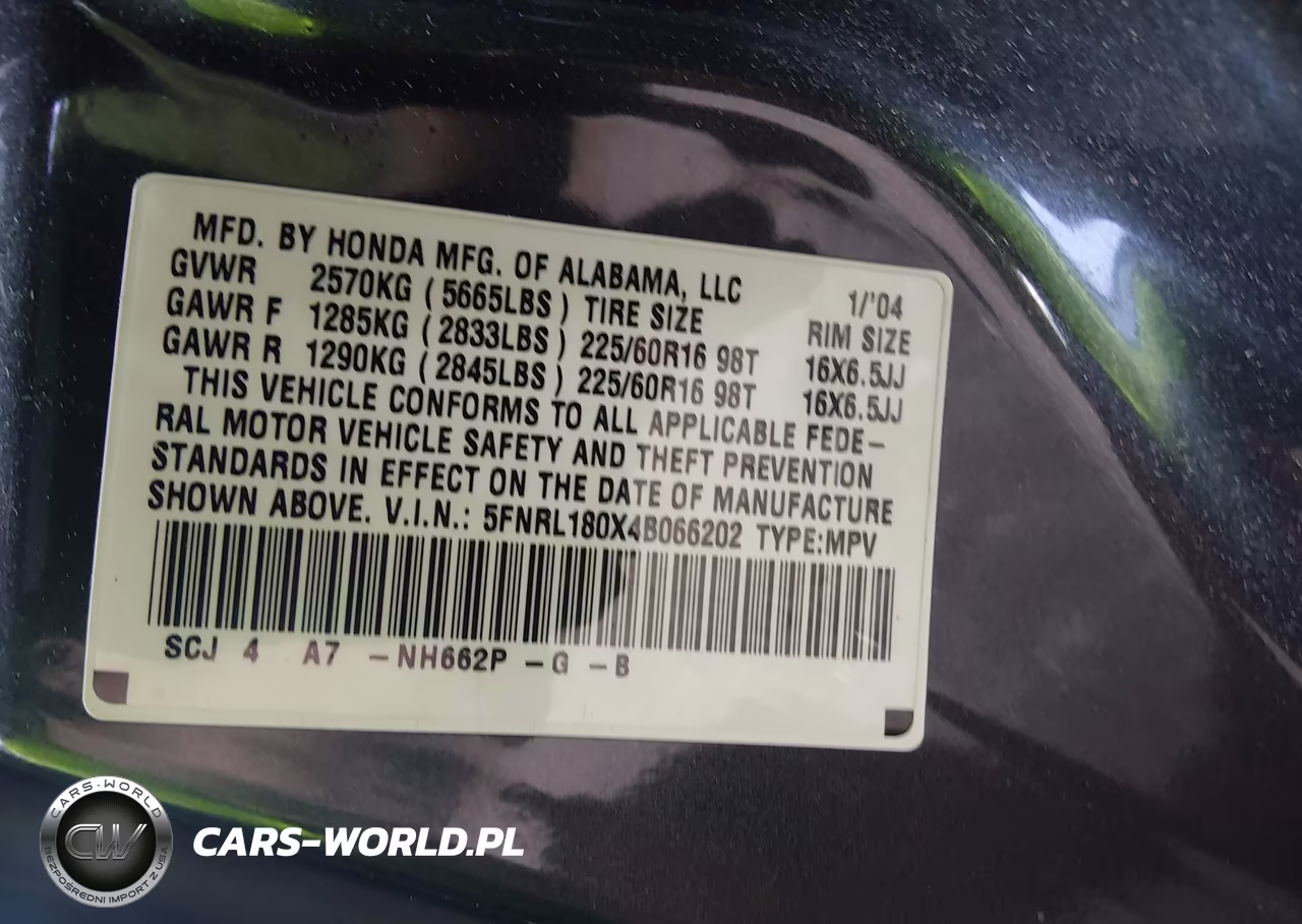 2004 Honda Odyssey Ex-L VIN:5FNRL180X4B066202 - 9