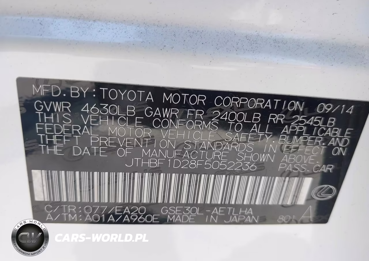 2015 Lexus Is 250 VIN:JTHBF1D28F5052236 - 9