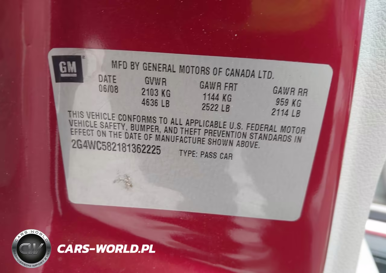 2008 Buick Lacrosse Cx VIN:2G4WC582181362225 - 9
