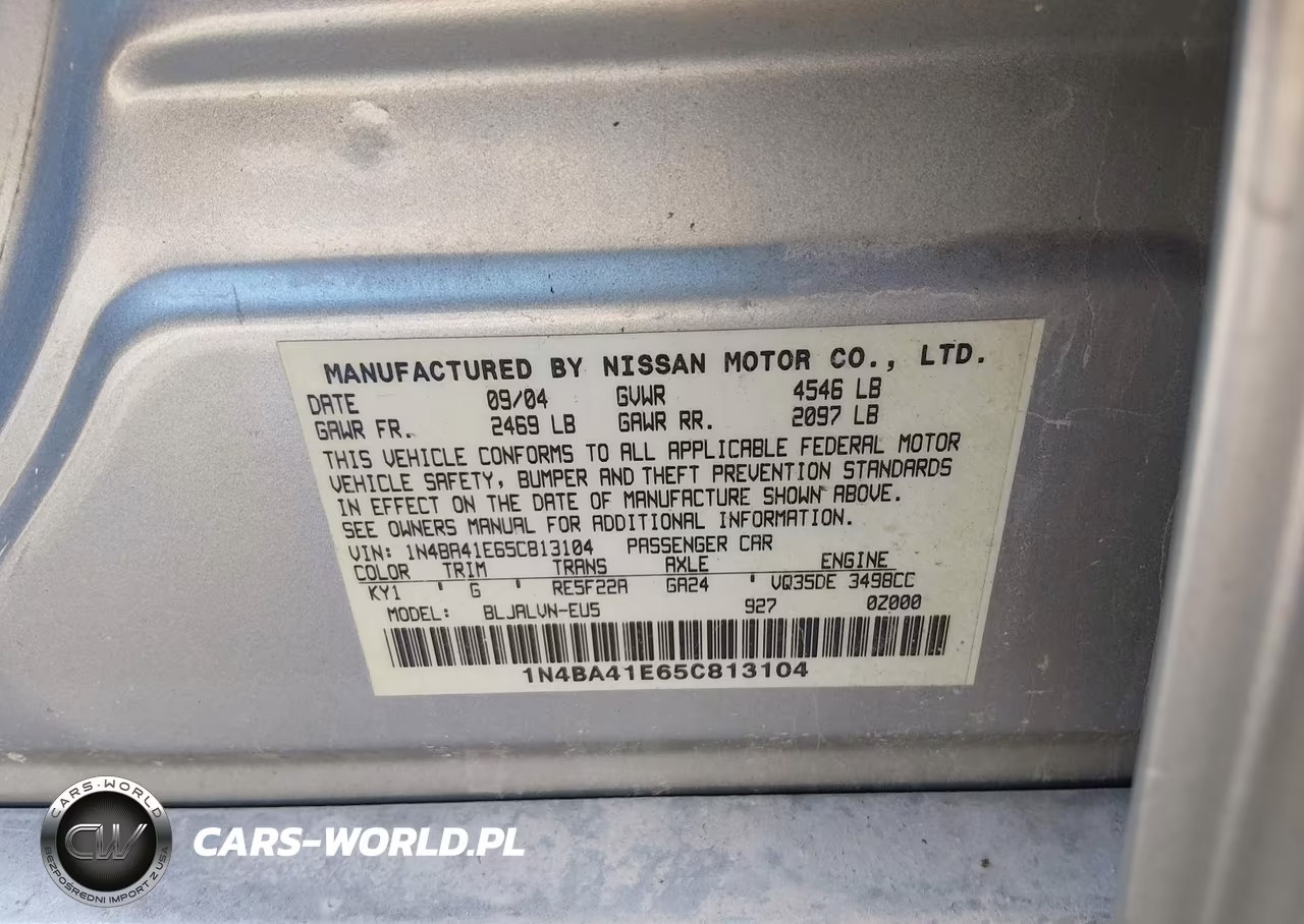 2005 Nissan Maxima 3.5 Sl VIN:1N4BA41E65C813104 - 9