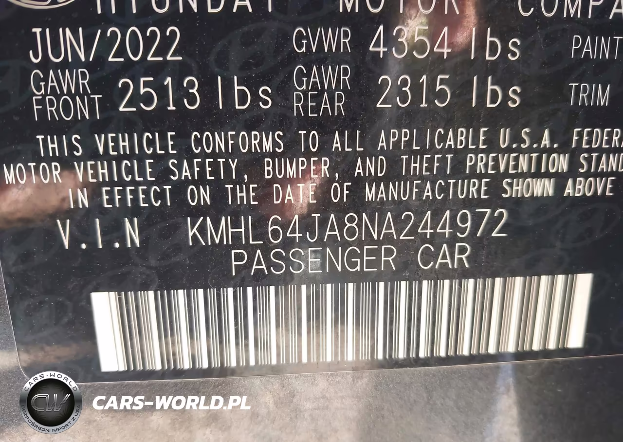 2022 Hyundai Sonata Sel VIN:KMHL64JA8NA244972 - 9