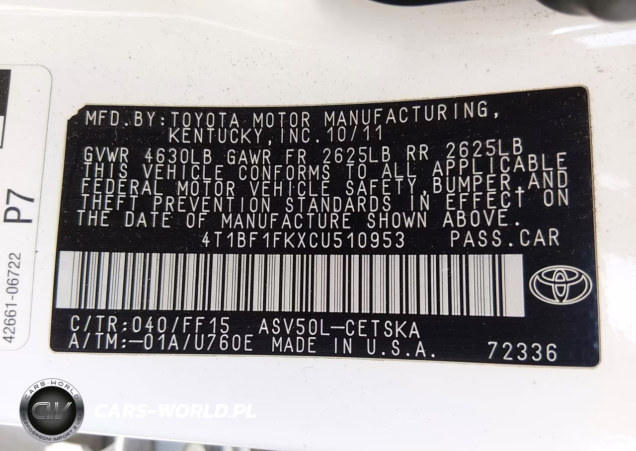 2012 Toyota Camry Se VIN:4T1BF1FKXCU510953 - 9