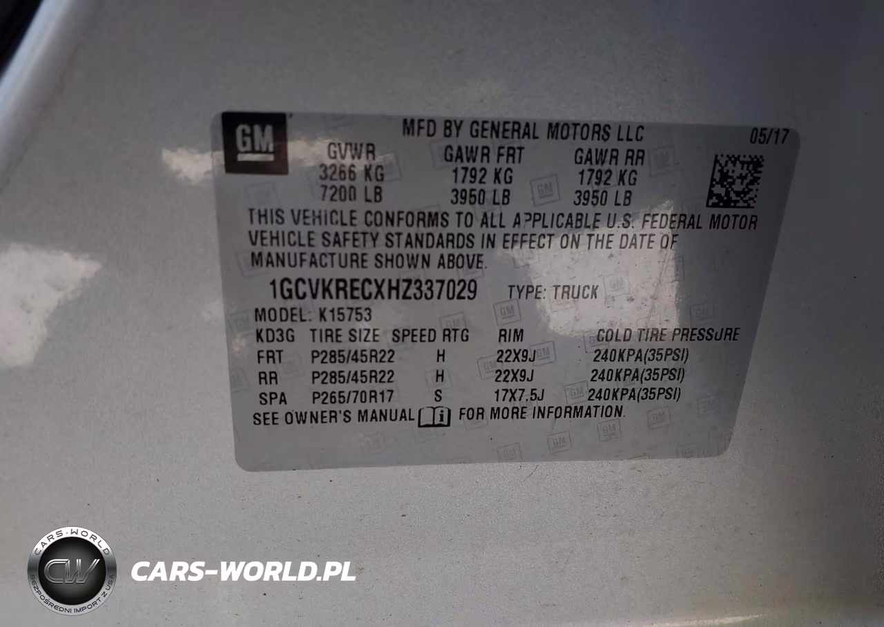 2017 Chevrolet Silverado 1500 2Lt VIN:1GCVKRECXHZ337029 - 9
