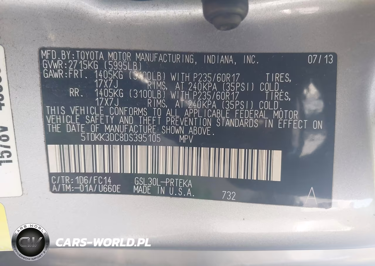 2013 Toyota Sienna Le V6 8 Passenger VIN:5TDKK3DC8DS395105 - 9