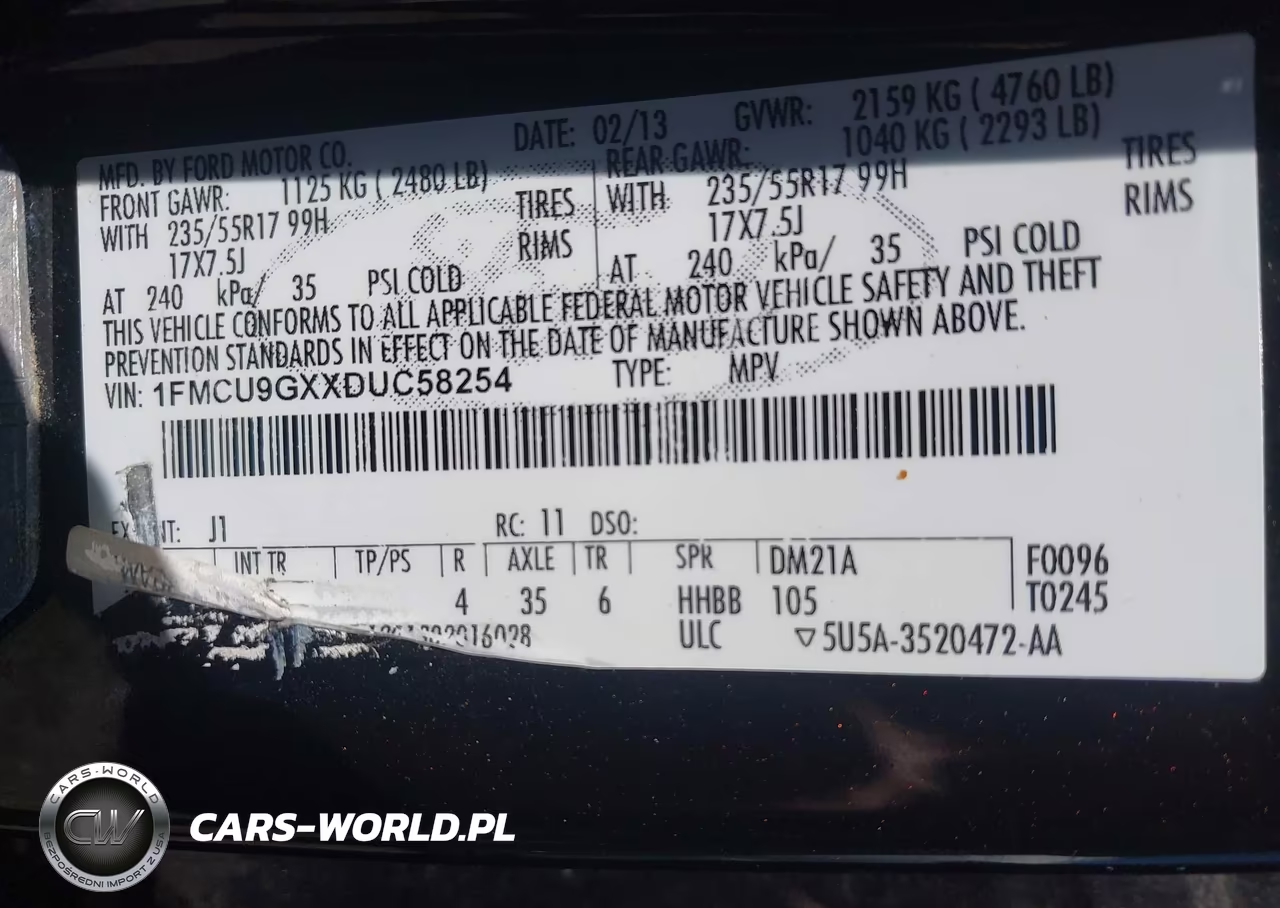 2013 Ford Escape Se VIN:1FMCU9GXXDUC58254 - 9