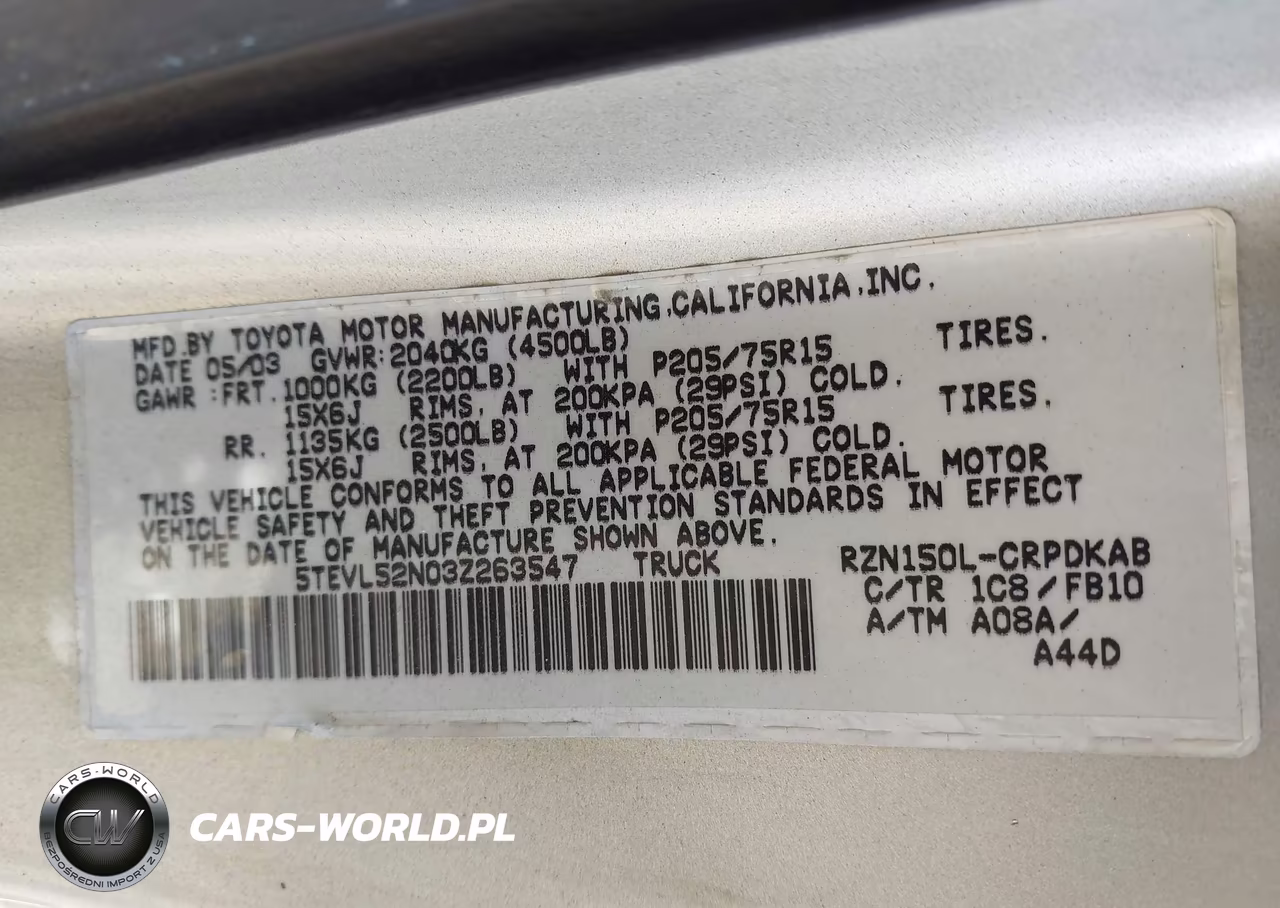 2003 Toyota Tacoma VIN:5TEVL52N03Z263547 - 9
