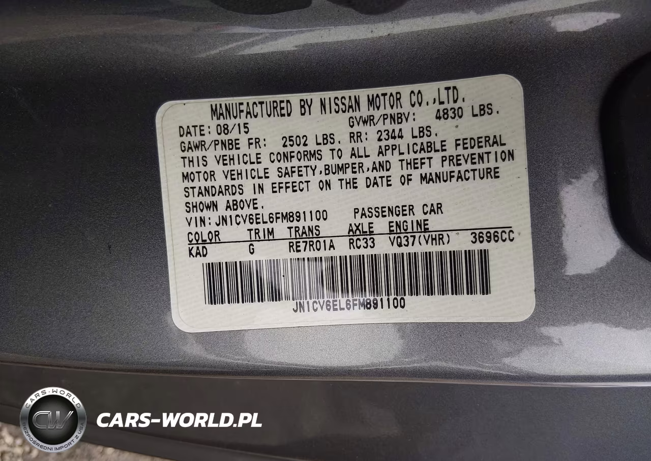2015 Infiniti Q60 VIN:JN1CV6EL6FM891100 - 9