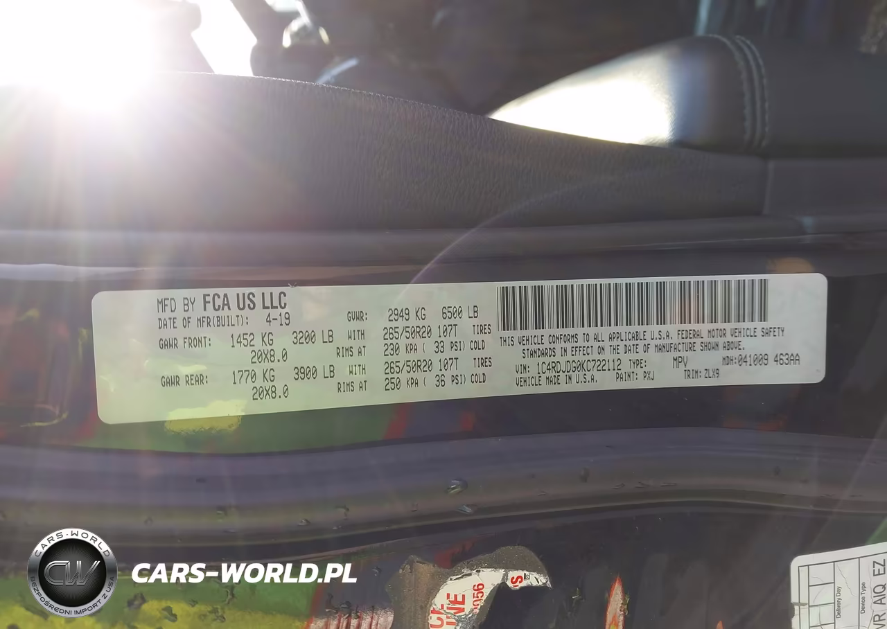 2019 Dodge Durango Gt Plus Awd VIN:1C4RDJDG0KC722112 - 9
