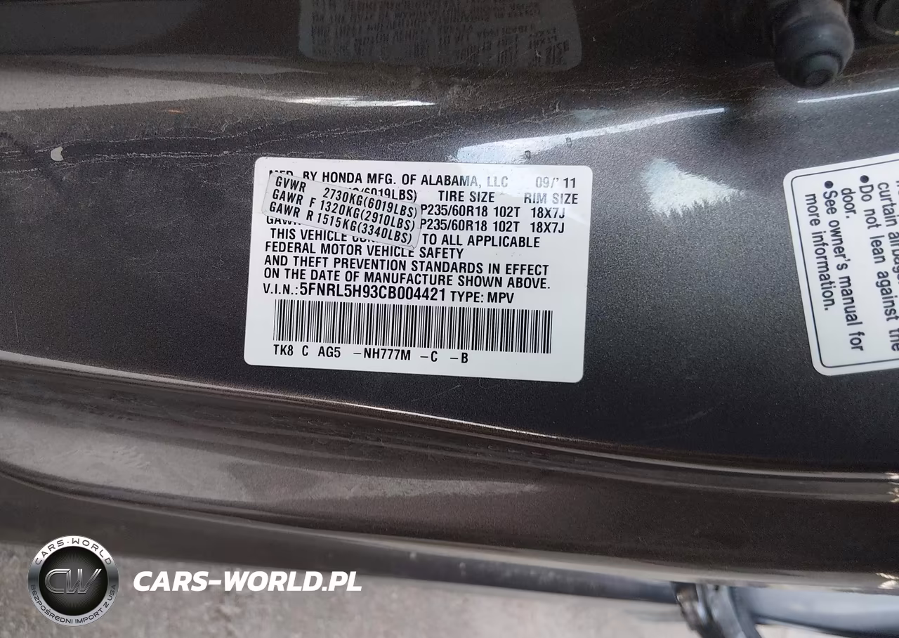 2012 Honda Odyssey Touring-Touring Elite VIN:5FNRL5H93CB004421 - 9